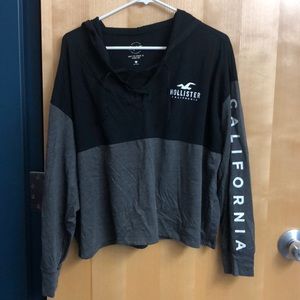 (L) pullover black Hollister hoodie